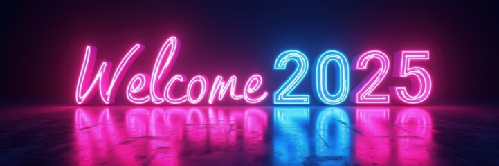 Celebrate the New Year with vibrant neon lights. Perfect for events, parties, or marketing materials welcoming 2025 with style and energy.