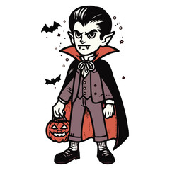 Happy Halloween Day cute vampire dracula spooky ghost, festival illustration elements for decoration, prints. Cartoon scary evil character