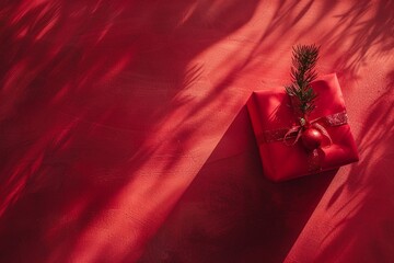 Minimalist Red Greeting Christmas Background.