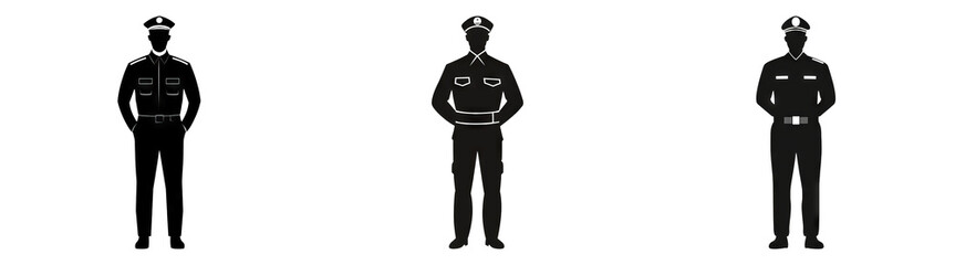 Vector Security Guards in Uniform for Safety Campaigns on Transparent Background