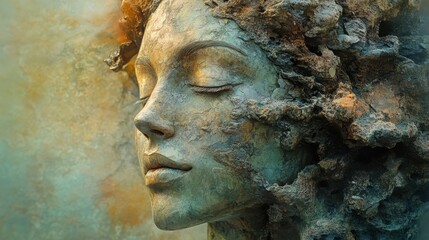 Surreal statue of a woman representing the concept of love showcasing an artistic interpretation of emotional connection through 2d imagery