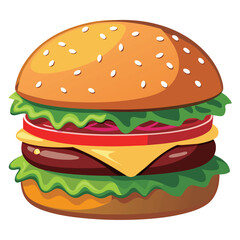 Delicious Cartoon burger Vector illustration.