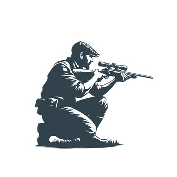 sniper aiming rifle, monochrome style clip art preview