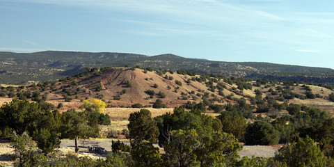 Panoramic view of the beautiful landscape near the Army Corps of Engineers’ Abiquiu Lake in northern New Mexico, USA