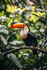 Naklejka premium Toucan bird on a branch. selective focus