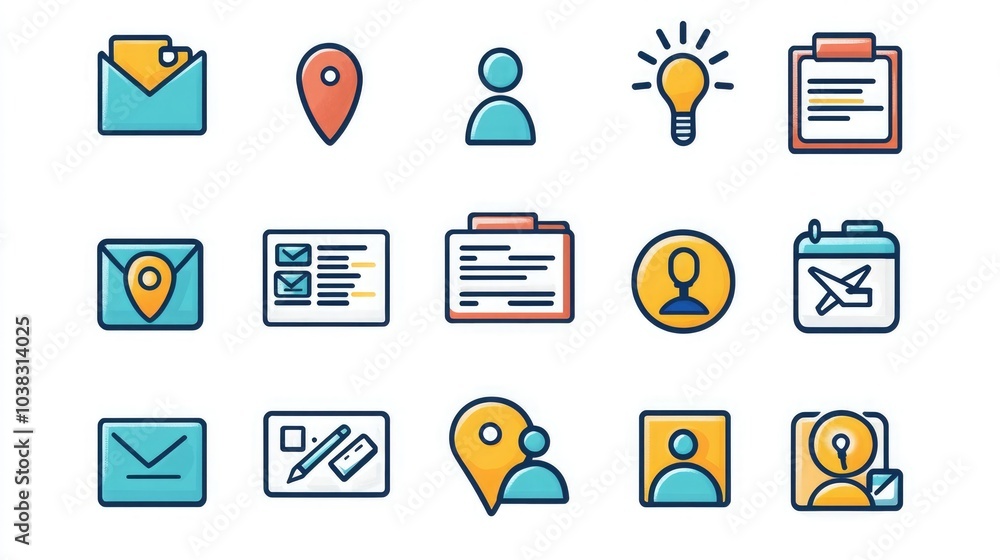 Poster Modern HR icon set with simple, minimalistic design elements. 