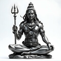 Lord Shiva Beautiful Idol Made of Metal on White Background