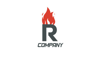 fire flames R red letter alphabet logo icon design with LIGHT BLACK color for business and company