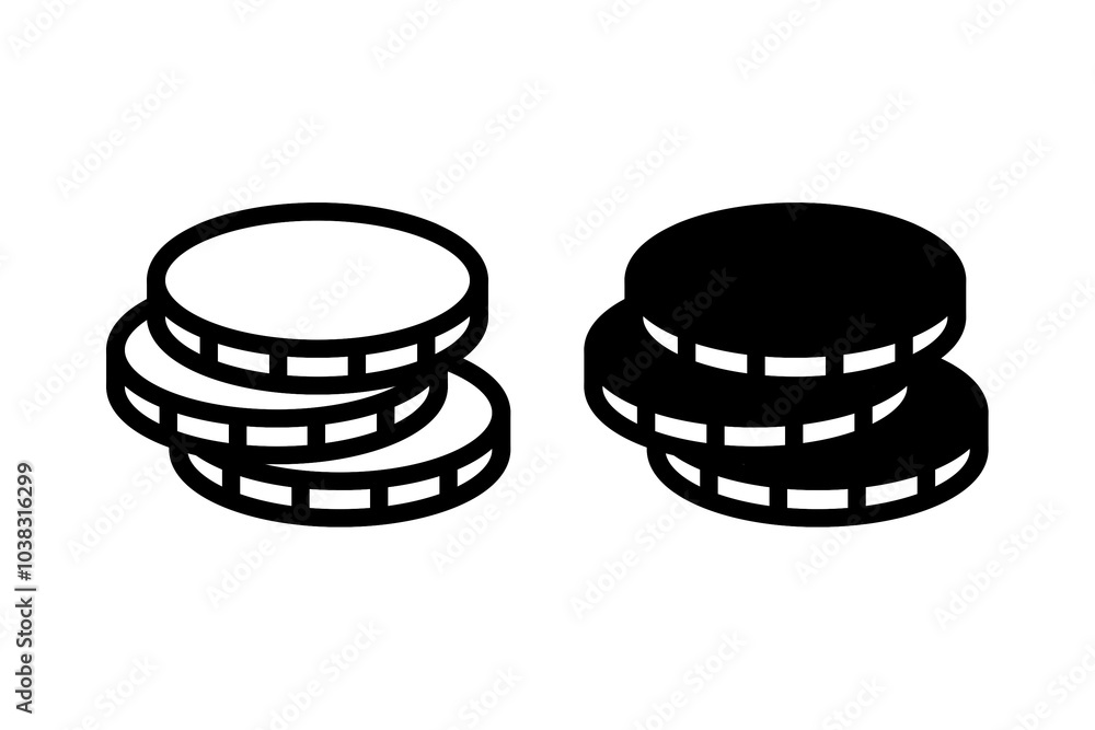 Poster coin stack icon set with simple and modern design