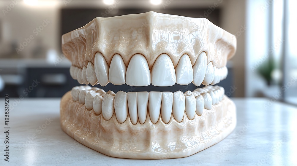 Poster realistic 3d rendering of a jaw model with a dental implant clearly visible demonstrating the implan