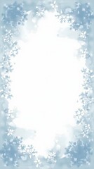 Winter snow frame. Christmas watercolor Snowflakes border. Snowy frame frozen background