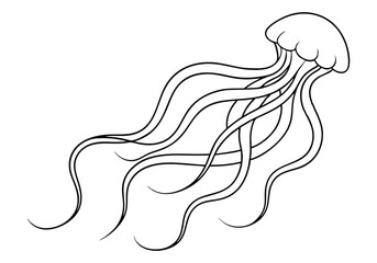 One Line Drawing of a Jellyfish – Abstract Ocean Life Vector