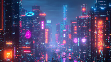 Fototapeta premium Cyberpunk city
