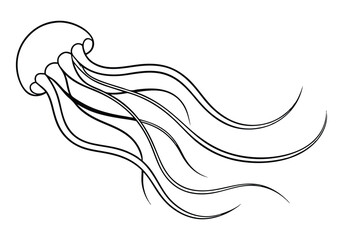 One Line Drawing of a Jellyfish – Abstract Ocean Life Vector