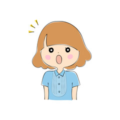 Obraz premium 若い女性 表情バリエーション_肌色 ペン画風