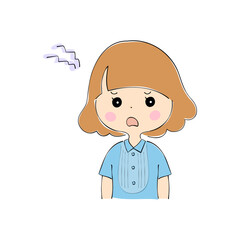 若い女性　表情バリエーション_肌色　ペン画風