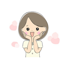 若い女性　表情バリエーション_肌色　ペン画風