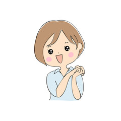 若い女性　表情バリエーション_肌色　ペン画風