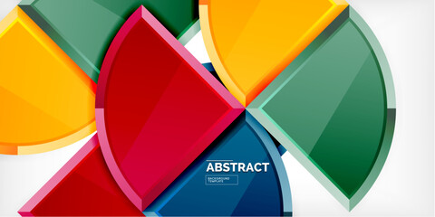 Abstract background - circles and round triangles with 3d effect. Vector Illustration For Wallpaper, Banner, Background, Card, Book Illustration, landing page