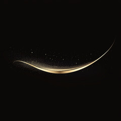 Minimalist abstract background of bright gold line with glitter. AI generation.