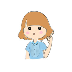 アドバイスをする若い女性　表情バリエーション_肌色　ペン画風