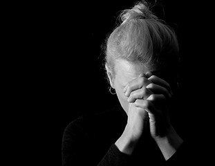 Obraz premium praying with hand on bible learning Christianity and the faith of God with people stock image stock photo 