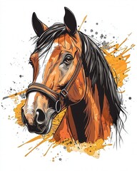 Artistic Portrait of a Horse Engaged in Genealogy and Legacy Reflection Art