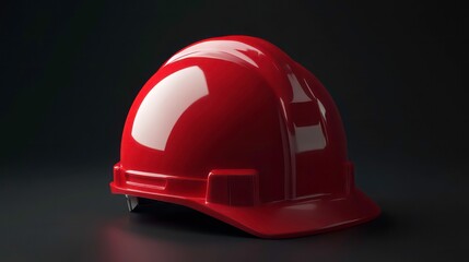 A red hard hat sits on a black background.