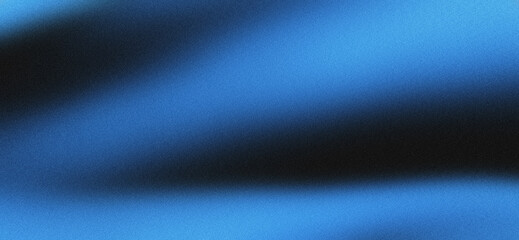 Blurred background of black blue waves with grainy texture