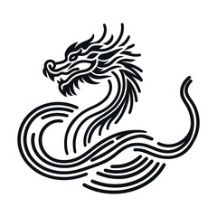 Black Dragon, symbol Chinese New Year, isolated on white, vector