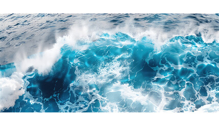 image captures dynamic beauty of sea waves, showcasing vibrant shades of blue and white foam. powerful movement of water evokes sense of energy and tranquility