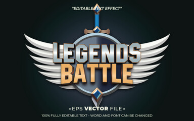 Obraz premium legends battle text effect editable vector 3d for game 