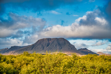 Beautiful mountains of Iceland at summer sunset