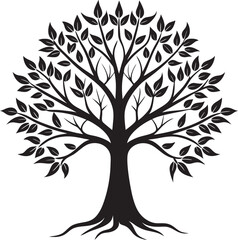 Obraz premium Elegant Tree Silhouette Vector Illustration for Nature, Decor, and Art Designs