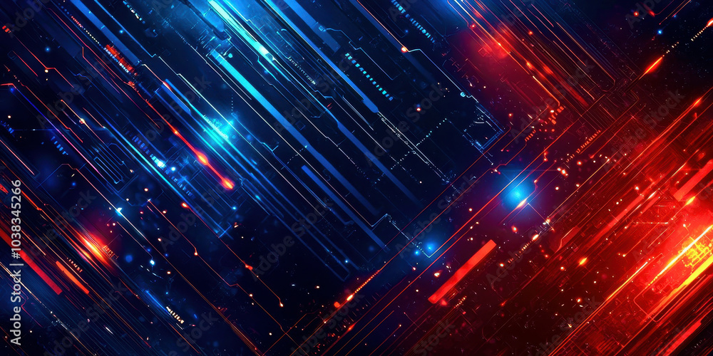 Aufkleber A colorful, abstract image with blue and red lines and dots