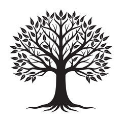 Obraz premium Elegant Tree Silhouette Vector Illustration for Nature, Decor, and Art Designs