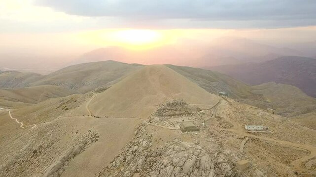 Breathtaking Drone Video Over Mount Nemrut at Sunset In Turkey