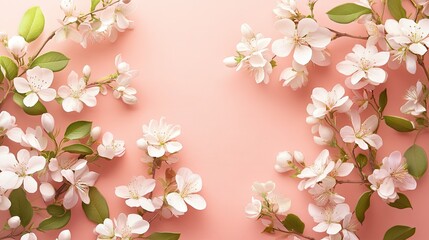 Fototapeta premium Delicate Spring Blossoms on Soft Pink Background