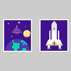 Obraz premium Colorful set of space stickers