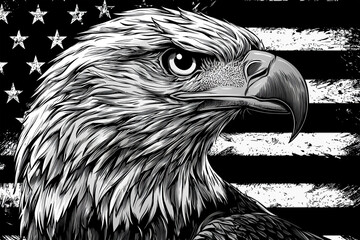 Bald eagle illustration for t-shirt design