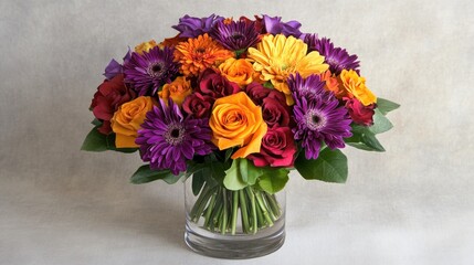 Vibrant Floral Arrangement in Glass Vase