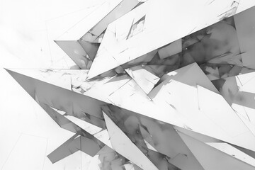 stark monochrome contrasts with layered sharp triangles creating a visually striking abstract