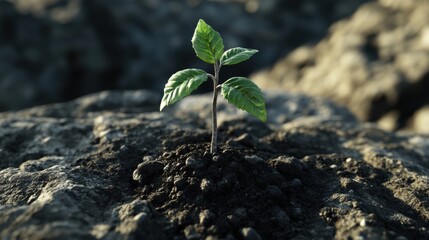 A seed planted in the earth, with a growing forest emerging around it, representing the regeneration and expansion of life. 