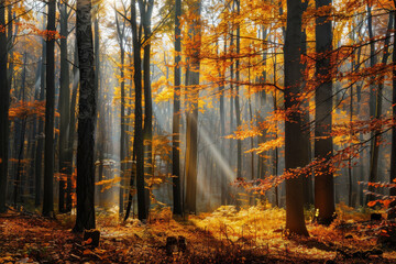 Obraz premium A forest with trees that are full of leaves