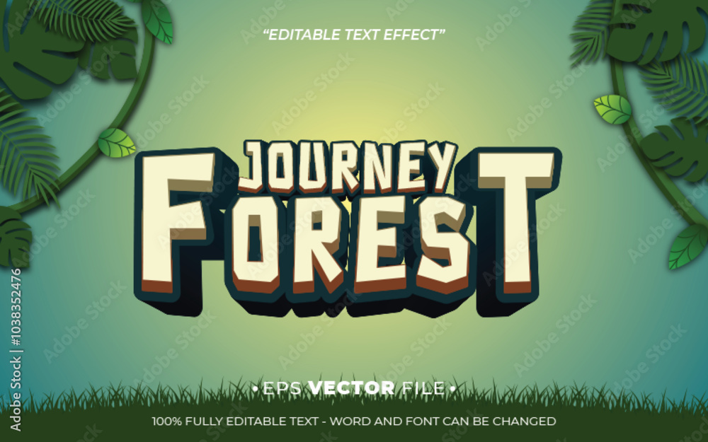 Poster journey forest text effect editable vector 3d