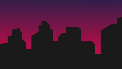 Fototapeta premium Silhouette of city skyline at sunset