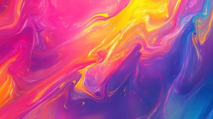 Fototapeta premium Abstract swirling pattern of vibrant pink, yellow, and blue colors.