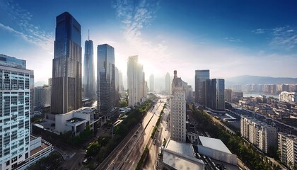 Elevated View of a Modern City with Highways and Skyscrapers