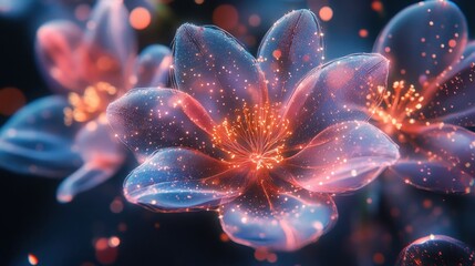 Fototapeta premium Funyy futurism art style flowers background. AI generated illustration