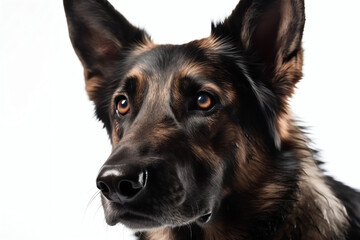 Close Up of a German Shepherd on a White Background
